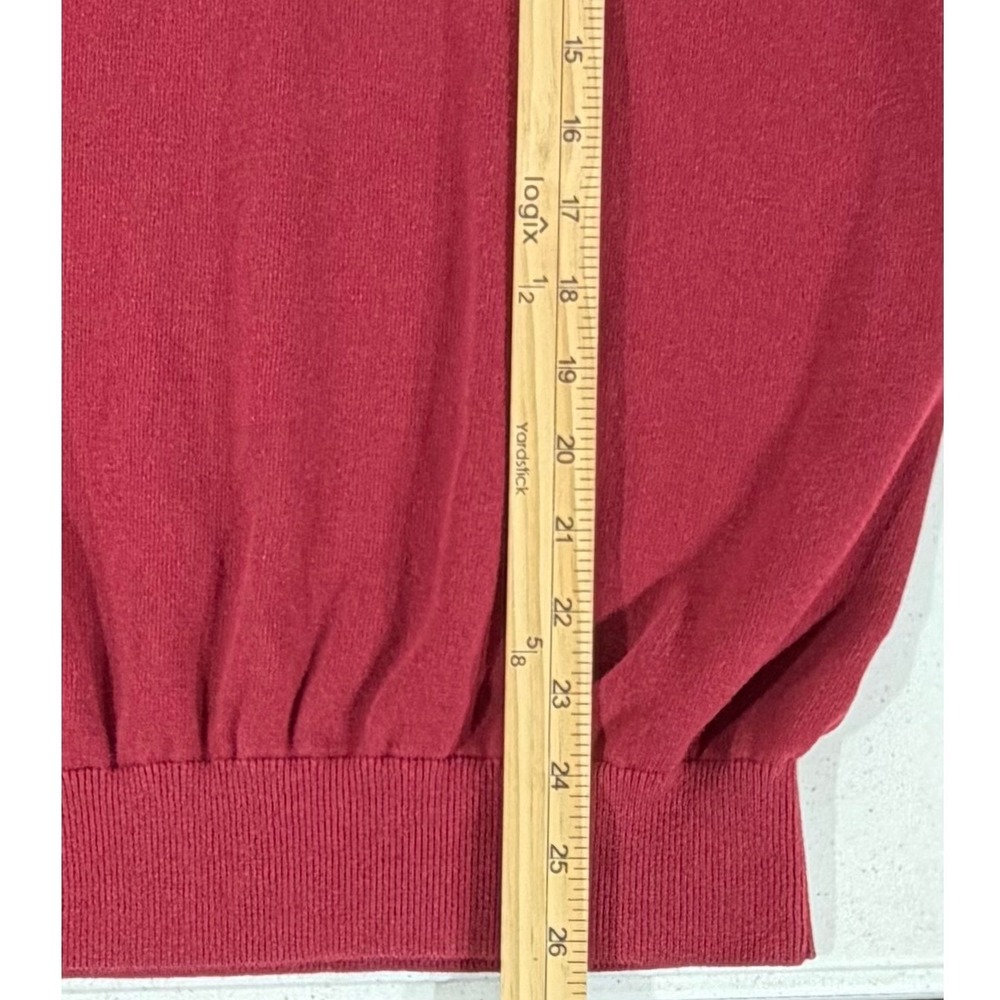 Tommy Hilfiger V-Neck Sweater XL Maroon Deep Red 100% Cotton Preppy Grandpa - Picture 8 of 8